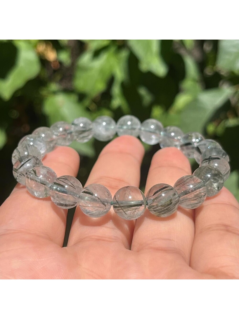 9.5mm stretchable green rutilated quartz bracelet 1832